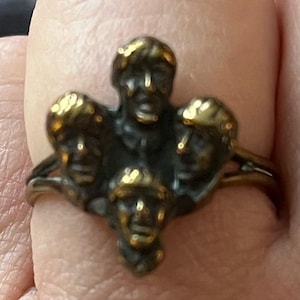 1964 BEATLES Brass Head Ring of John, Paul, George and Ringo! Adjustable!