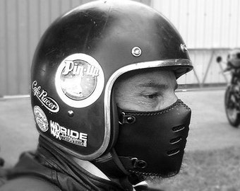 Biker mask FLAT 70 BLACK/motorcycle mask/ leather mask/cafe racer mask/bobber mask/bratstyle mask/leather mask/vintage mask/Boken.