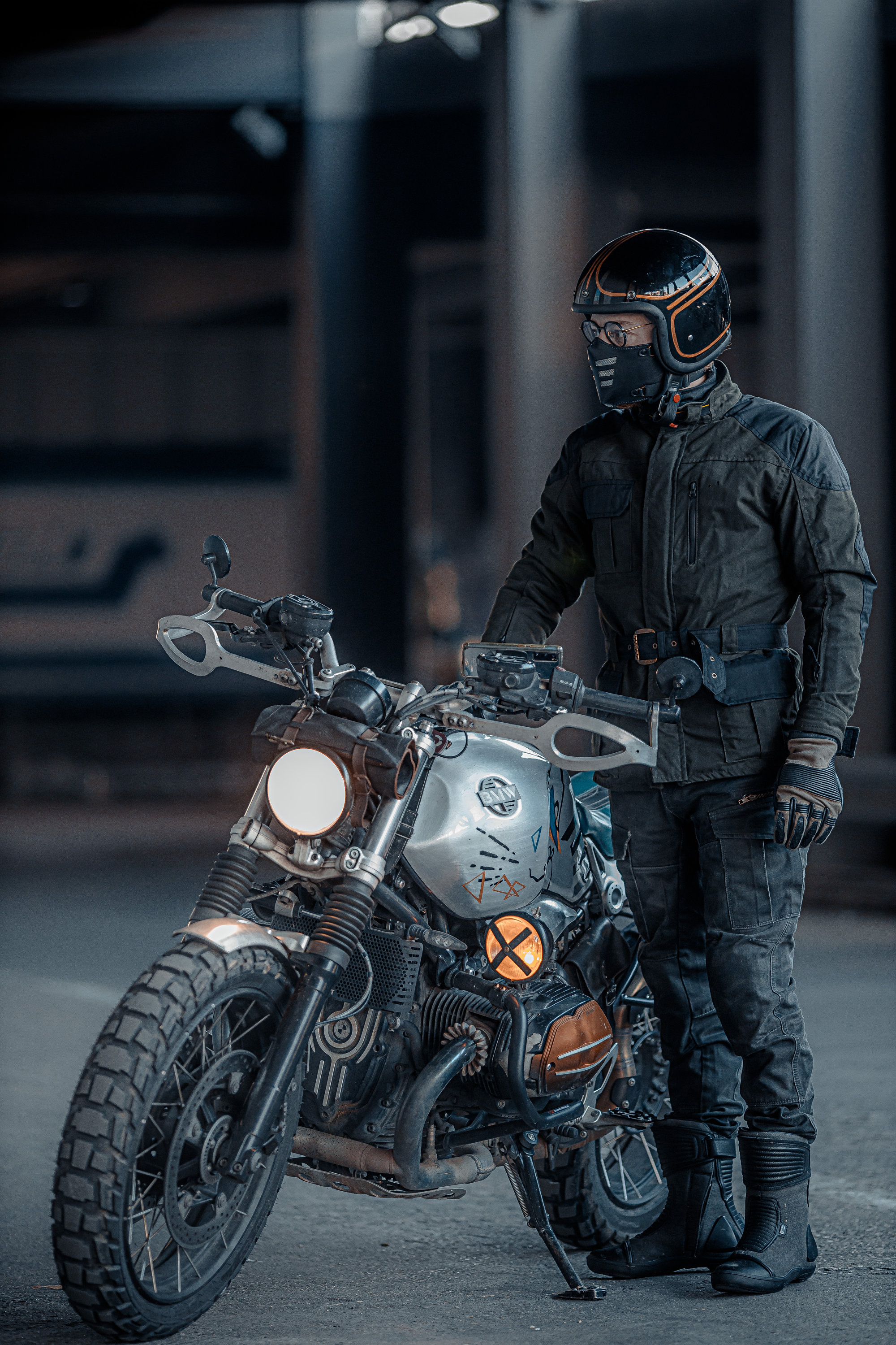 Custom Speedster Mask CAFE RACER ULTIMATE Motorcycle Mask in Leather With Dust Filter ...