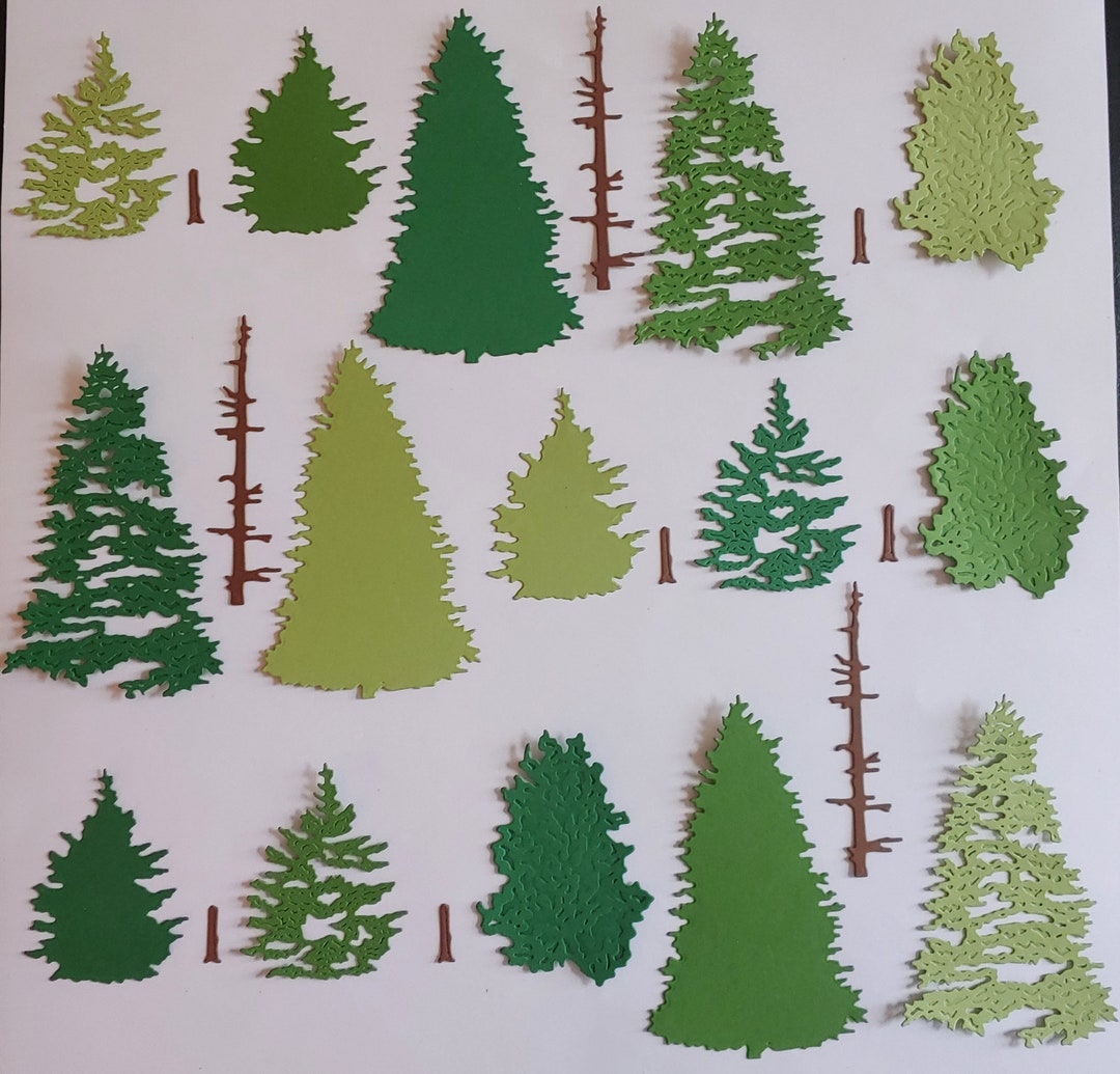 24 Piece Die Cut Forest/christmas Trees, Precut Trees for Crafting