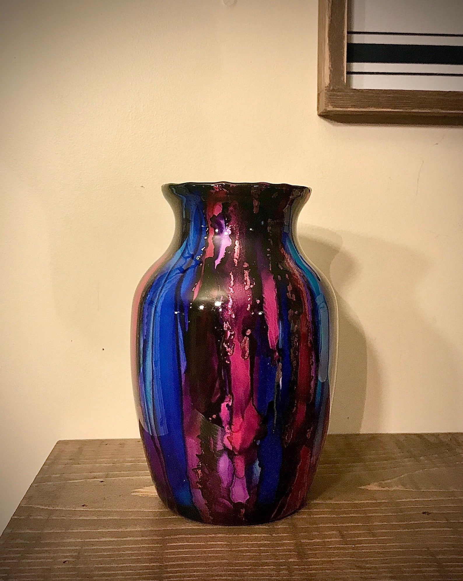 Hand Painted Alcohol Ink Glass Vase Flower vase Etsy