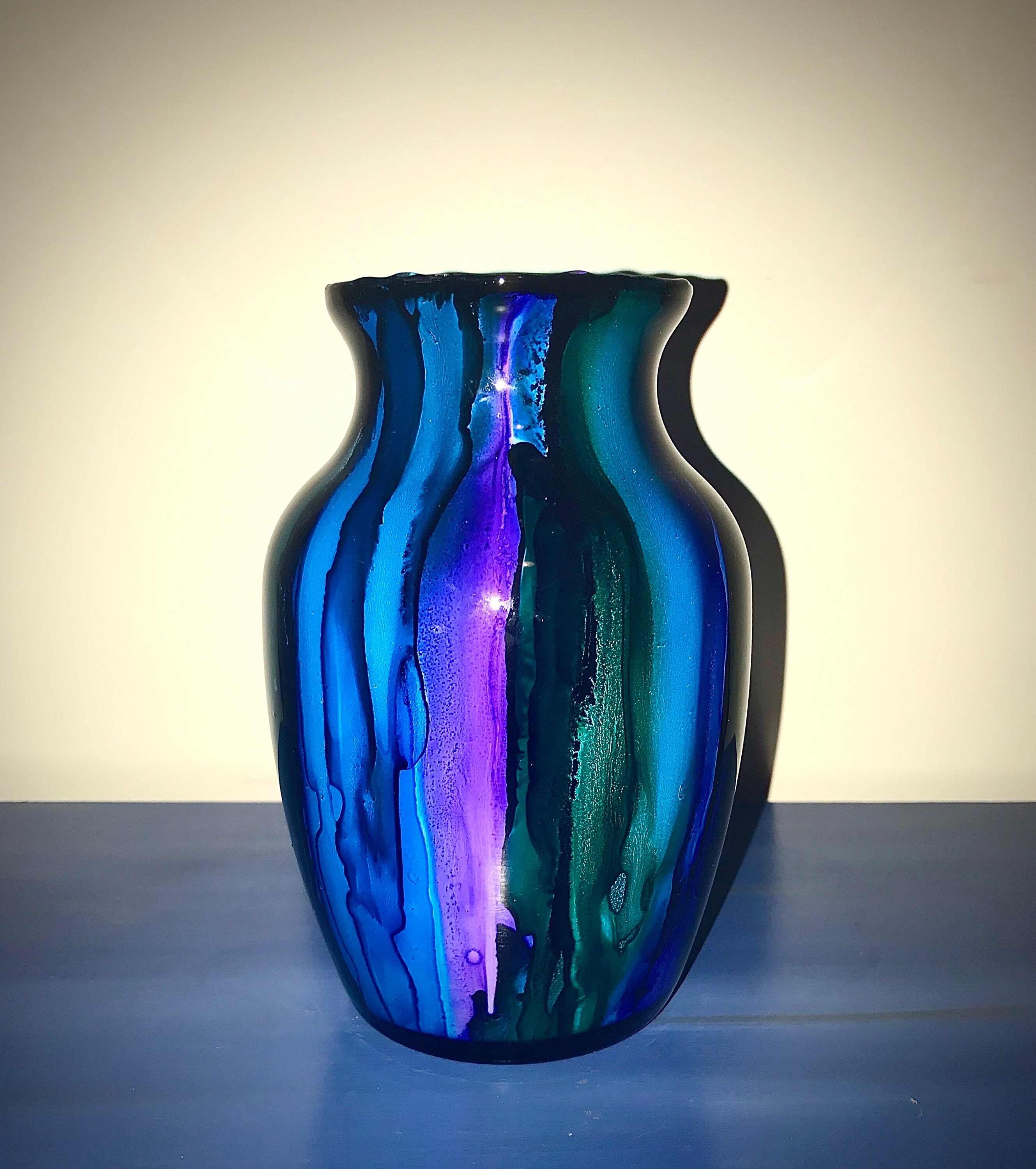 Hand Painted Alcohol ink Glass Vase Etsy