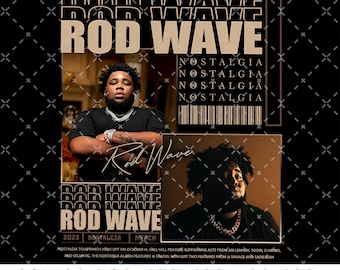 Rod Wave Nostalgia Png, 90s Rap Music, Rapper Rod Wave Tour Design, Rod Wave Png Design, Rod Wave Nostalgia 2026 Rap Music, Rod Wave Concert