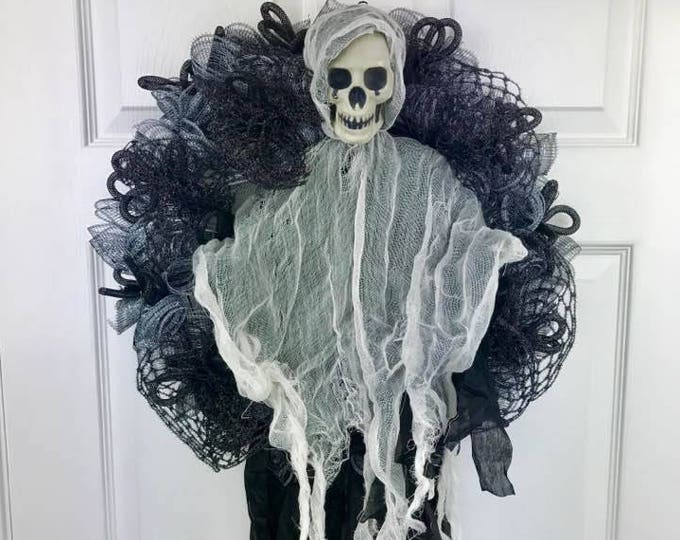 Skeleton Wreath Ghost Wreath Halloween Wreath Halloween - Etsy