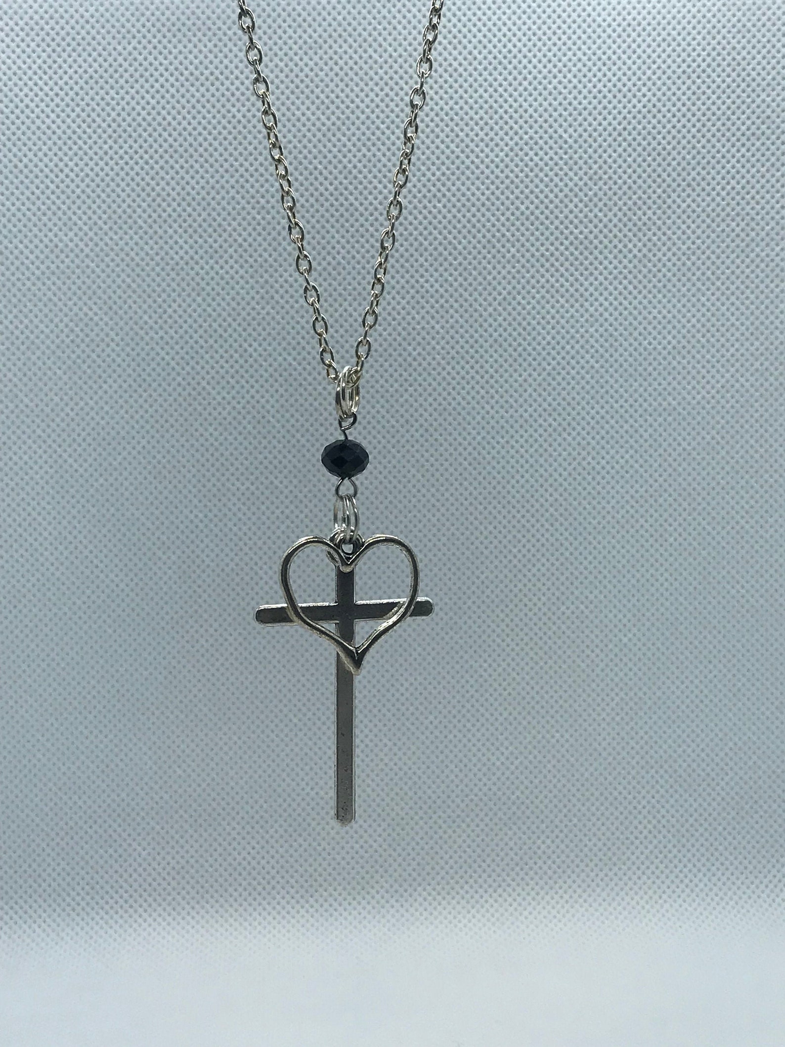 Cross and Heart Necklace Etsy