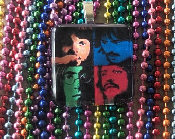 Beatle mania glass tile pendant