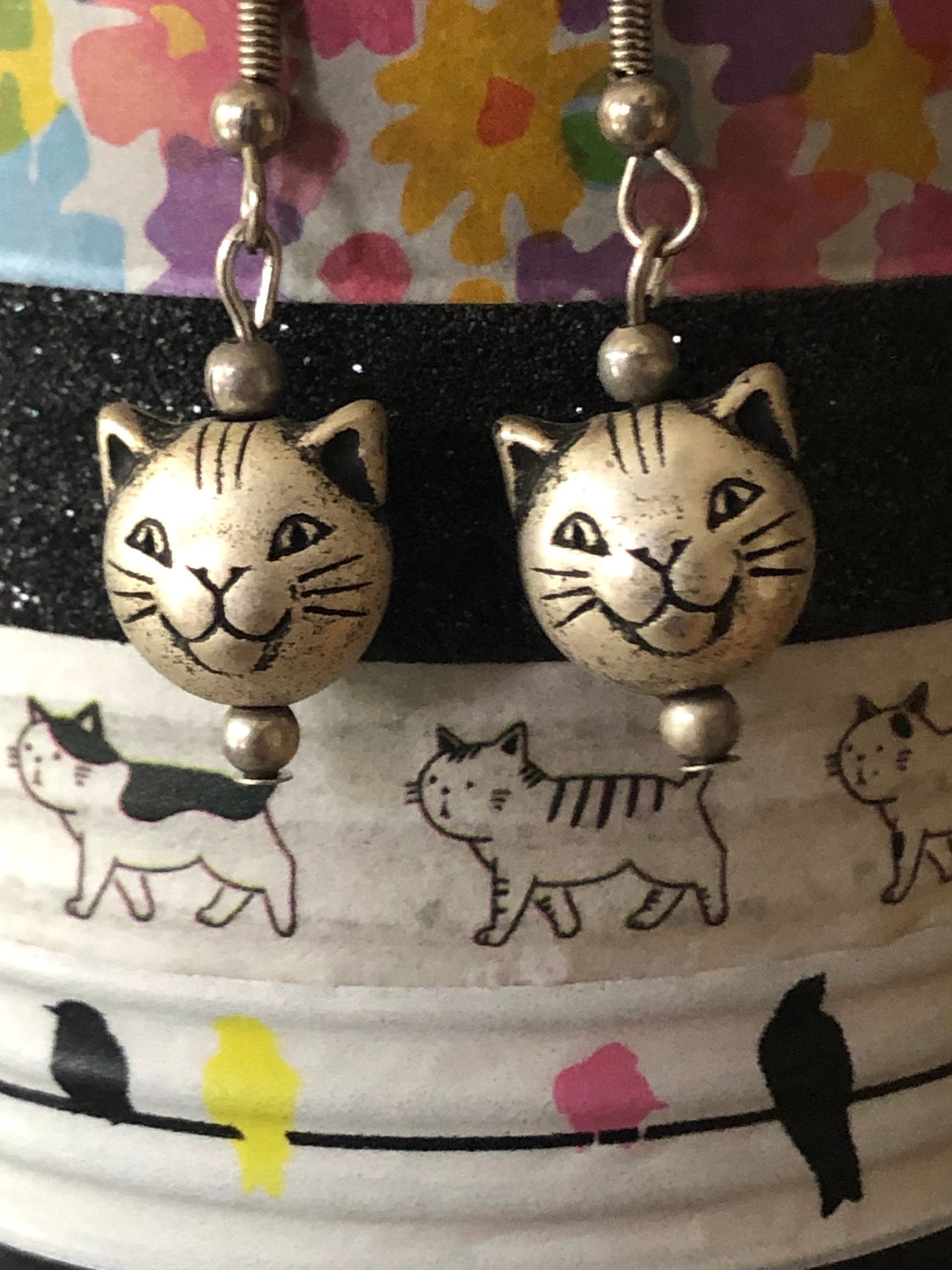 Orecchini a forma di gatto tono dorso dorso | Etsy