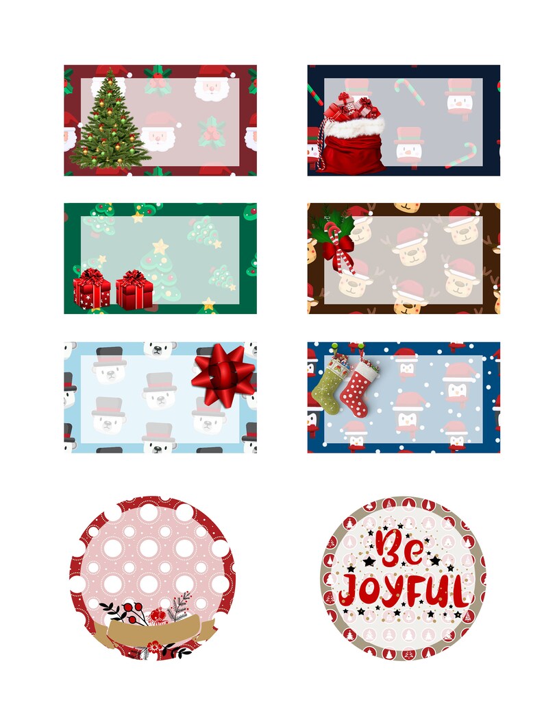 Printable Christmas Gift Tags, 8 Traditional Christmas Designs - Etsy