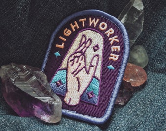 Lightworker Patch - Metaphysical Fashion Accessory - 3" Iron On Embroidered Patch - For Starseeds, Healers, Lovers, and Inspirers