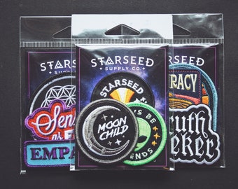 Patch Bundle - Choose 3+ and save - Metaphysical, New Age, Spiritual, Starseed, Sacred Geometry - High Quality Iron-On Embroidered Patches