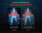 Worn 80s Paperback Book Textures - 2 High Res Grunge, Dust, and Dirt Overlays for Your Art or Design - Layered PSD - Smart Object Enabled