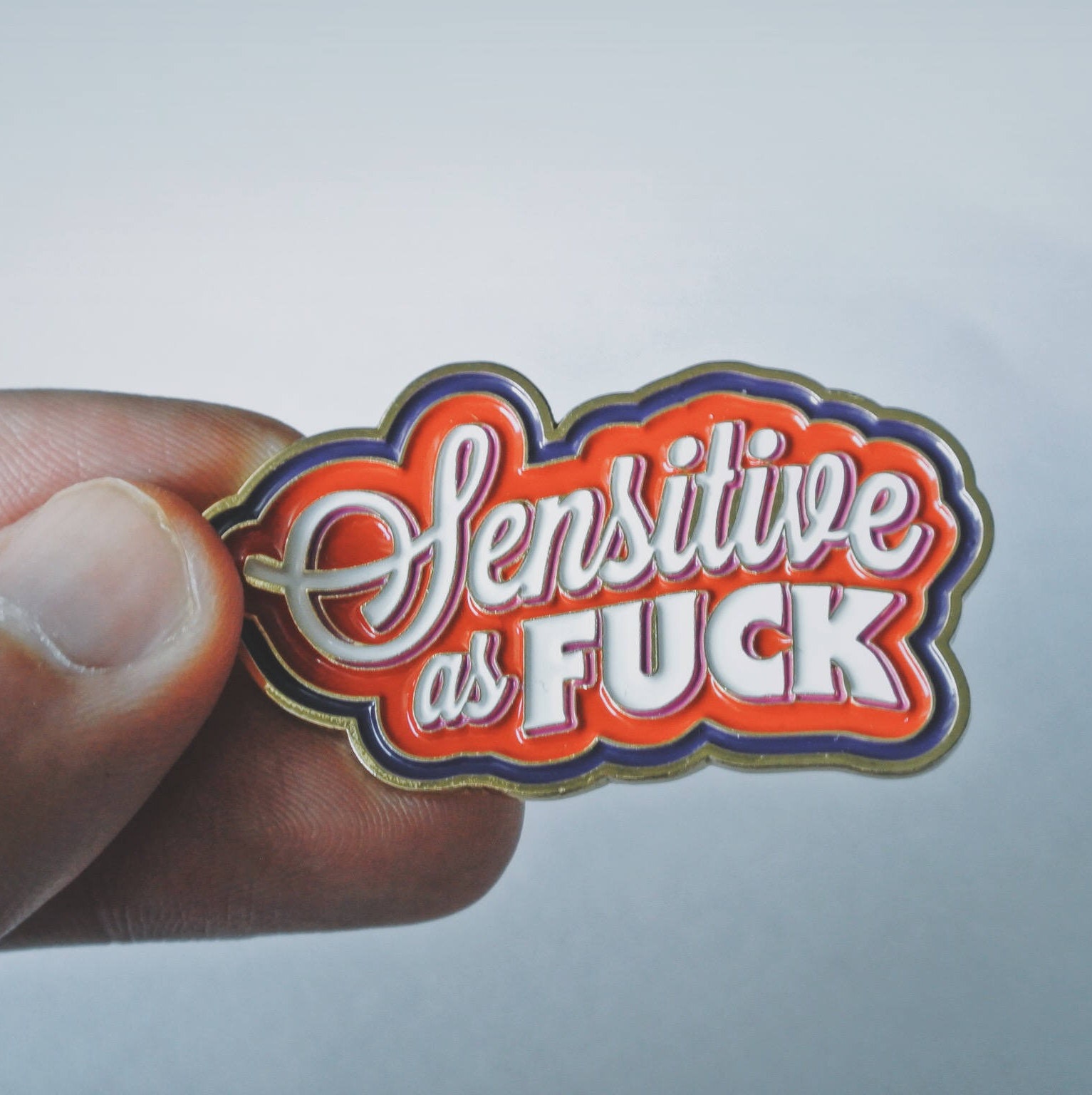 Sensitive As Fuck Pin 2 Enamel Pin Denim Jacket Etsy 