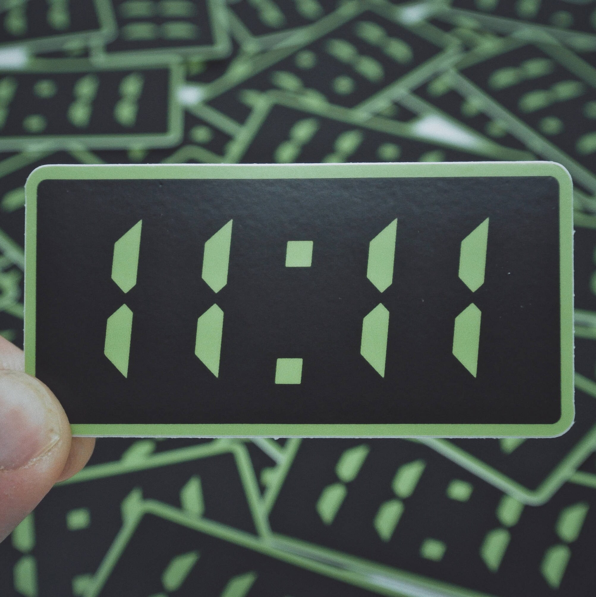 11:11 eleven o clock 80s retro numbers Sticker