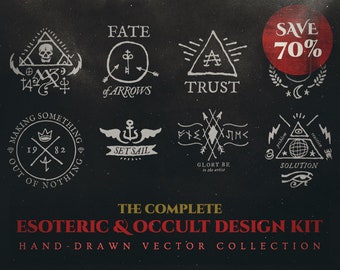 Complete Esoteric & Occult Design Kit - 574 Vector Illustrations - PDF, AI - 14 Hand-Drawn Themes - Spiritual, Religious, Witchy, and Arcane