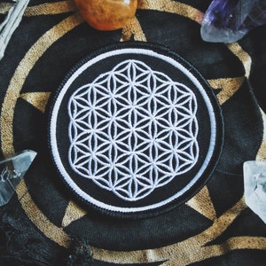 Flower of Life - Sacred Geometry Patch - New Age, Punk Fashion Accessory - 3" Iron On Embroidered Patch - Metaphysical Item