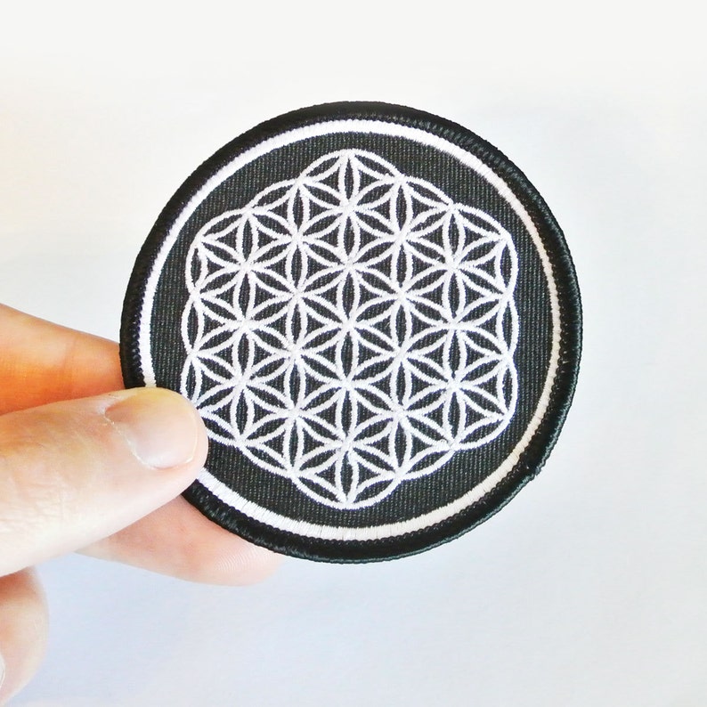 Flower of Life Sacred Geometry Patch New Age, Punk Fashion Accessory 3 Iron On Embroidered Patch Metaphysical Item image 2