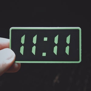 11:11 Sticker - 3" Durable Vinyl Sticker - Weather Resistant - Awakening Code Numerology - Metaphysical Digital Clock Green