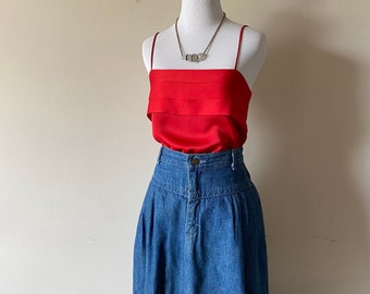 vintage denim skirt outfit