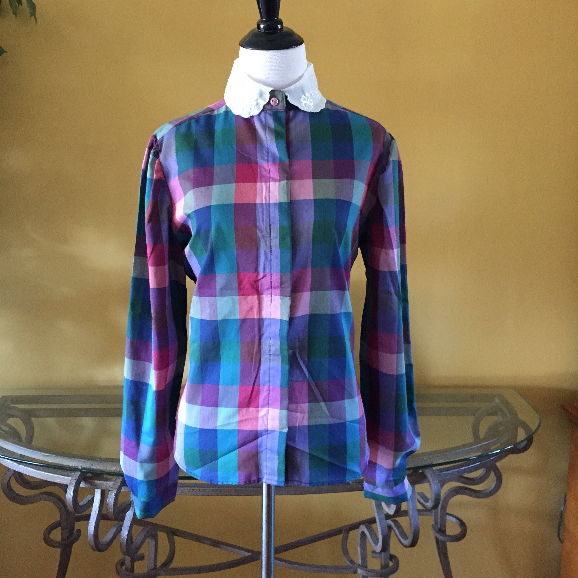 Vintage Womens Blouse Peter Pan Collar 