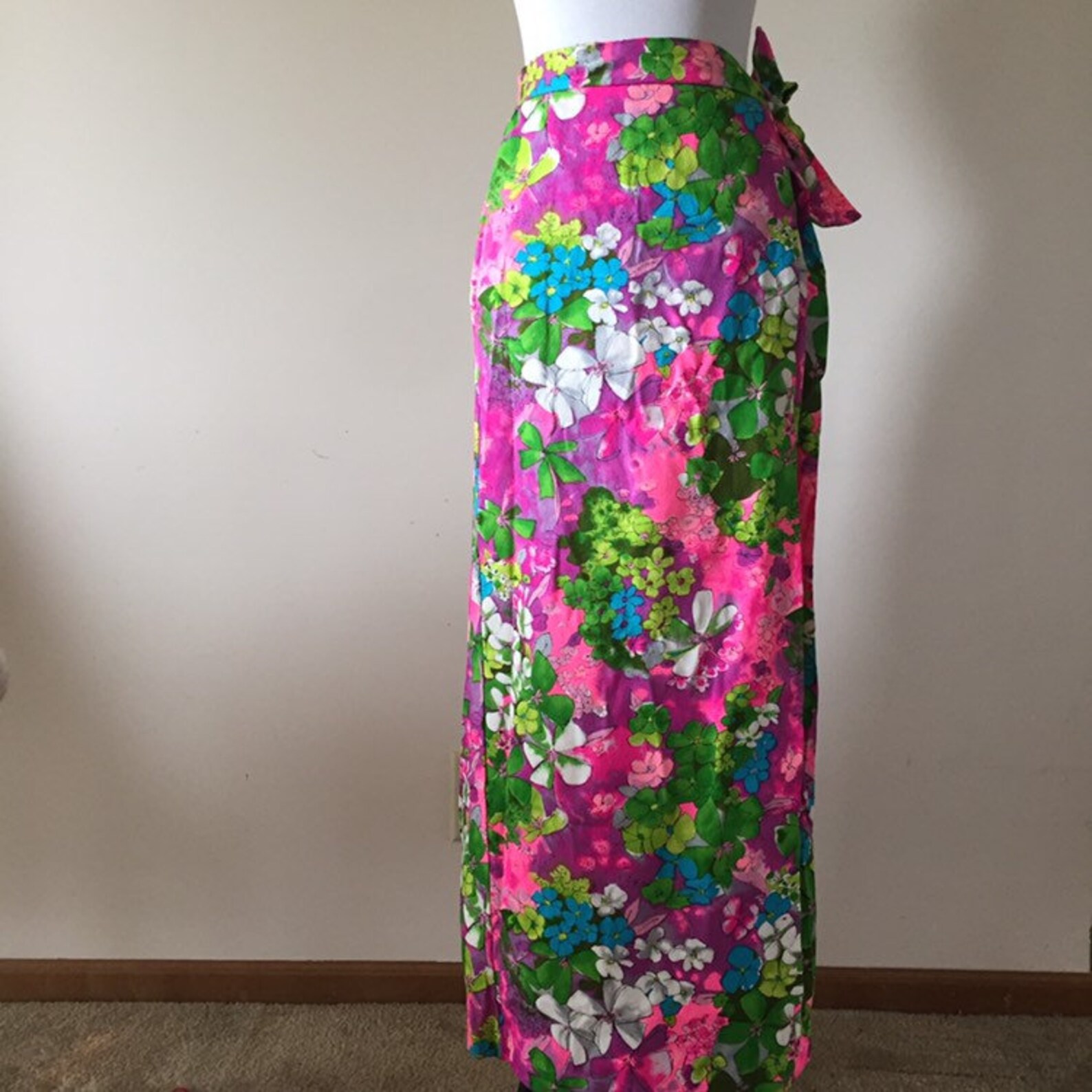 60s Skirt Vintage Wrap Skirt Vintage Floral Skirt 60s Etsy