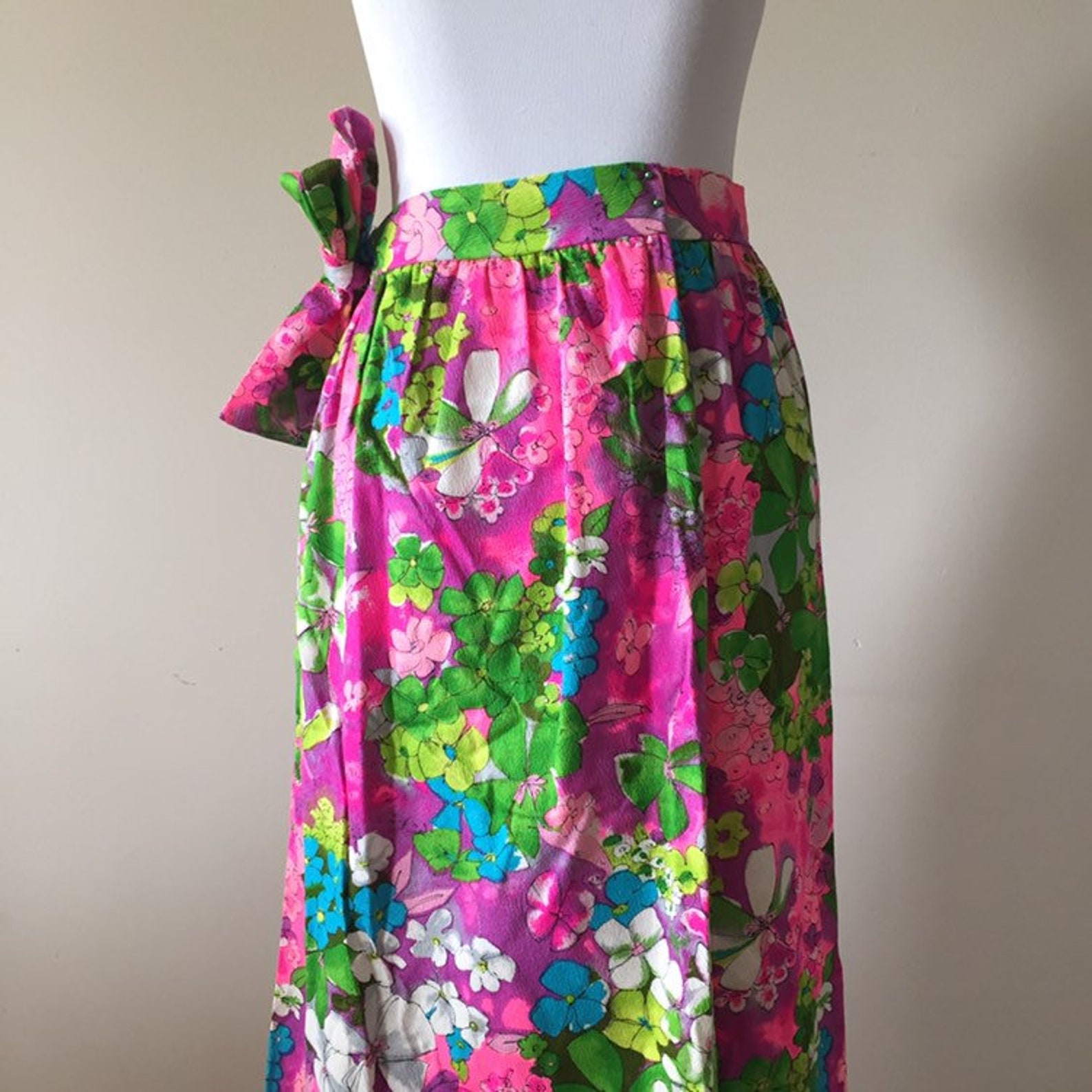 60s Skirt Vintage Wrap Skirt Vintage Floral Skirt 60s Etsy