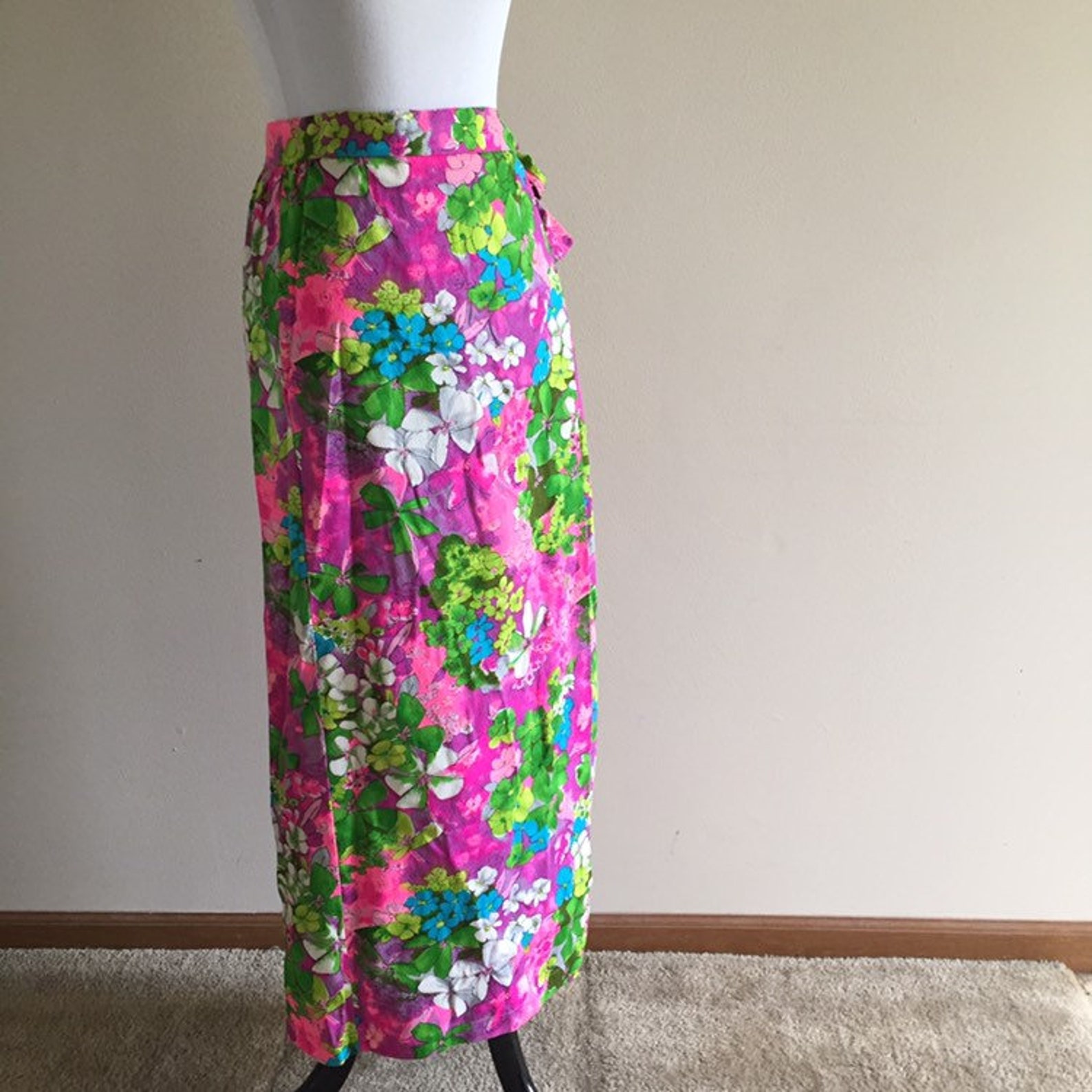 60s Skirt Vintage Wrap Skirt Vintage Floral Skirt 60s Etsy