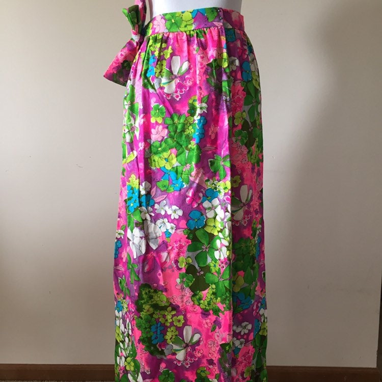 60s Skirt Vintage Wrap Skirt Vintage Floral Skirt 60s Etsy