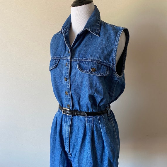 90s romper, vintage denim romper, sleeveless rompe