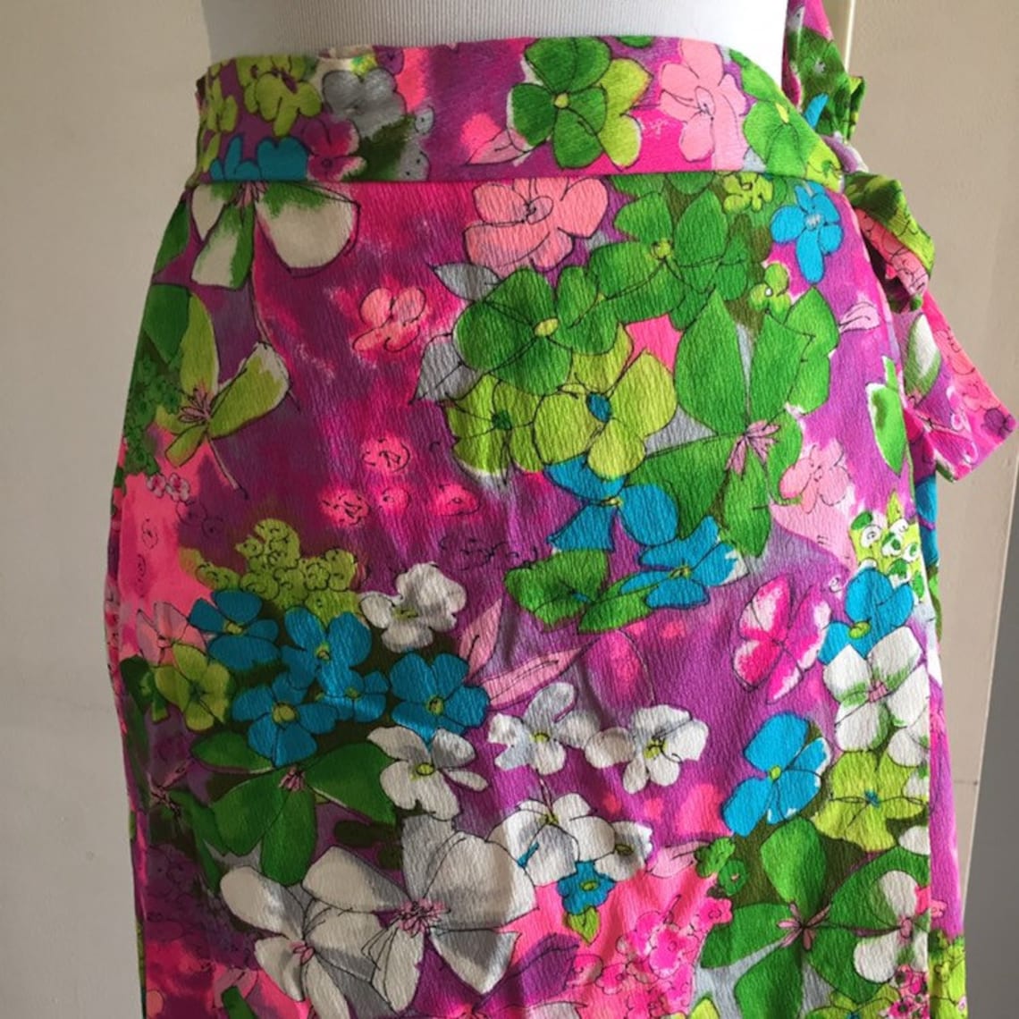 60s Skirt Vintage Wrap Skirt Vintage Floral Skirt 60s Etsy