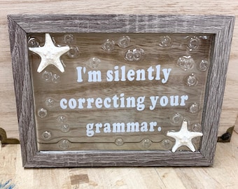 Glass Art, Framed Art, Crushed Glass Art, Teacher, Funny, Gift, Home Decor