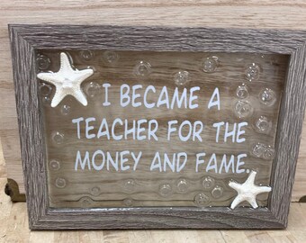 Glass Art, Framed Art, Crushed Glass Art, Teacher, Funny, Gift, Home Decor