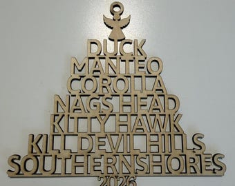 Outer Banks Town Ornament Bestseller, Decoration, Duck, Nags Head, Corolla,Kitty Hawk, Christmas Ornaments, Gifts for Her