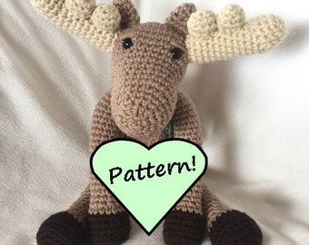 Enzo's Moose crochet pattern, moose crochet plush pattern, stuffed animal pattern, amigurumi pattern