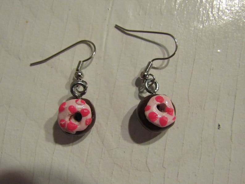 Chocolate Donut Polymer Clay Earrings Etsy