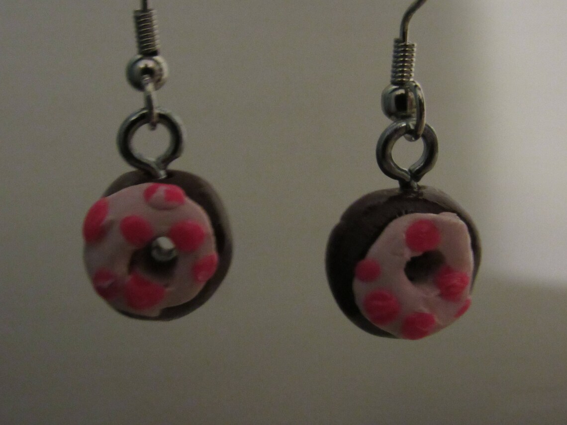 Chocolate Donut Polymer Clay Earrings Etsy