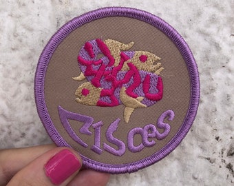 Pisces Zodiac Iron-On Circle Patch