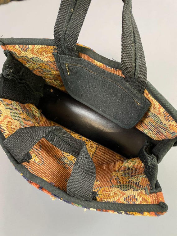 Repurposed Double Handle Carpet Bag - image 4