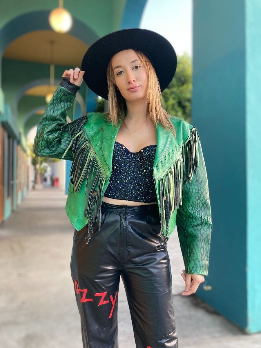 studded fringe leather jacket