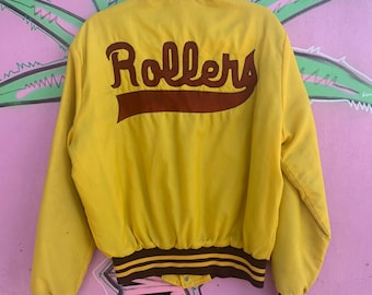 Cool Rollers Bombers Chain Stitch  Embroidered Logo Nylon Button Up Jacket