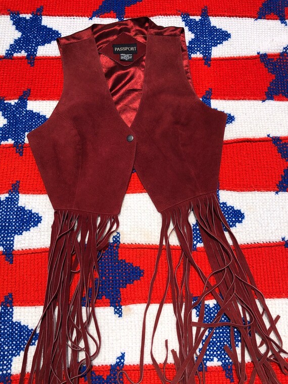 Vintage Passport Long Fringe Suede Vest