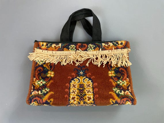 Repurposed Double Handle Carpet Bag - image 1