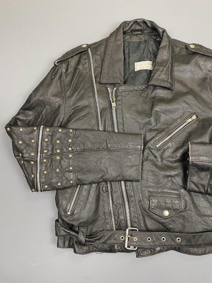 Rad 1980s-90s Studded Leather Motorcycle Jacket Zipper - Etsy