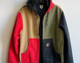 Rad Hooded Colorblock Zip Up Canvas Carhartt Workwear Jacket