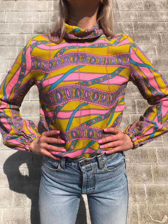 Vintage 1960's Psychedelic Print Long Sleeve Tunic