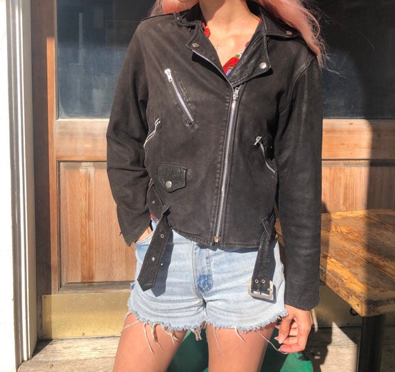 Vintage Vera Pelle Classic Moto Style Suede Jacket