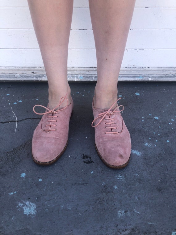 Vintage Maud Frizon Pink Suede Lace-Up Shoes