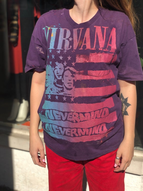 Hanes Stencil Painted Nirvana Nevermind Graphic Po