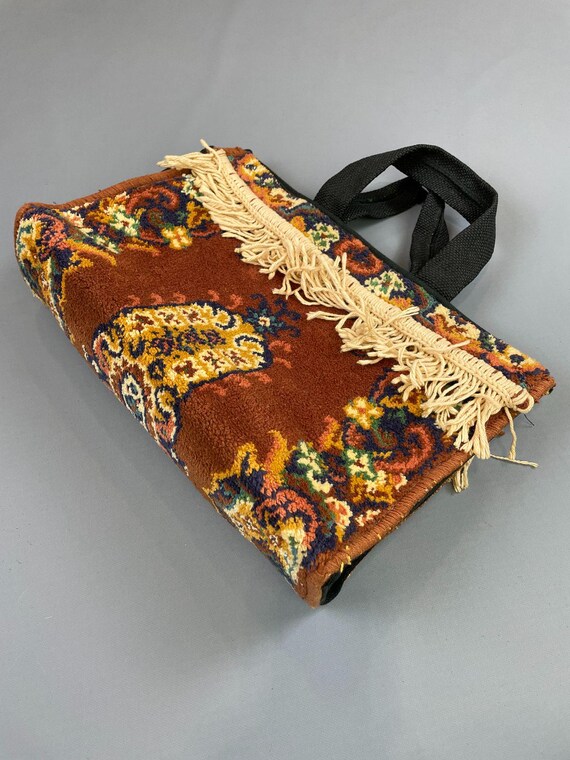 Repurposed Double Handle Carpet Bag - image 3