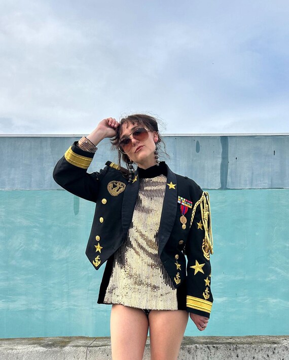 1980s Gail Dauer Gabardine Military Inspired Embellished 
