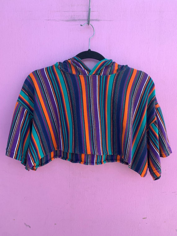 Adorable Rare 1990s Super Cropped Hooded Multi Str